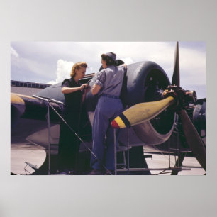 WW2 Women Airplane Mechanics ポスター