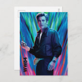 WW84 |ブルーグリーンSteve Trevor万華鏡のように千変万化するパターン インビテーションポストカード (正面/裏面)