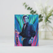 WW84 |ブルーグリーンSteve Trevor万華鏡のように千変万化するパターン インビテーションポストカード (スタンド正面)