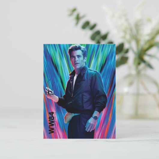 WW84 |ブルーグリーンSteve Trevor万華鏡のように千変万化するパターン インビテーションポストカード (スタンド正面)