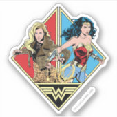 WW84 |レトロ漫画バーバラミネルバ疑問に思&女性 シール (正面)