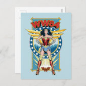 WW84 |レトロ漫画疑問に思女キャラクターバッジ インビテーションポストカード (正面/裏面)