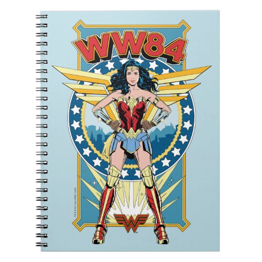 WW84 |レトロ漫画疑問に思女キャラクターバッジ ノートブック (正面)