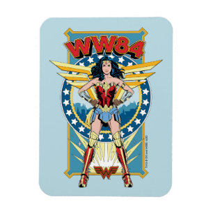WW84  レトロ漫画疑問に思女キャラクターバッジ マグネット