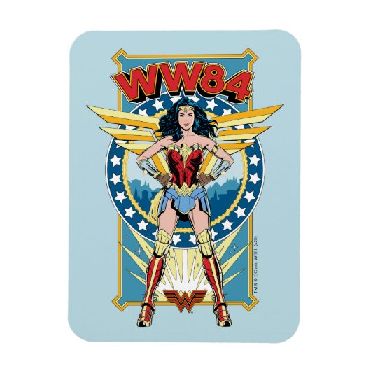 WW84 |レトロ漫画疑問に思女キャラクターバッジ マグネット (縦)