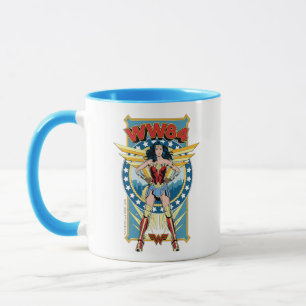 WW84 レトロ漫画疑問に思女性のキャラクターバッジ マグカップ
