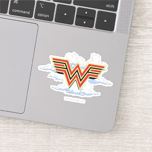 WW84 レトロ漫画疑問に思Womanロゴクラウドパターン シール