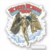 WW84 |レトロ漫画金ゴールドアーマー疑問に思女性 シール (正面)