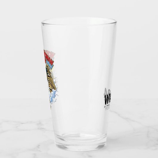 WW84 |レトロ漫画金ゴールドアーマー疑問に思女性 タンブラーグラス (左)