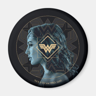 WW84  女性疑問に思ロゴのパターン（の模様が）あるポートレート マグネット