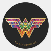 WW84 |女性疑問に思万華鏡のように千変万化するパターンロゴ ラウンドシール (正面)