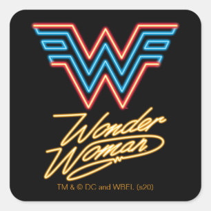 WW84 女疑問に思性ネオンライトロゴ スクエアシール