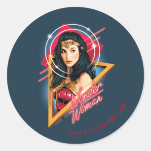 WW84  女疑問に思性レトロウェーブキャラクターバッジ ラウンドシール