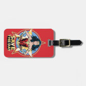 WW84 救|日疑問に思女レトロ漫画アート ラゲッジタグ (正面横)