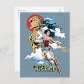 WW84 |正義のための戦疑問に思い女性レトロ漫画 インビテーションポストカード (正面/裏面)