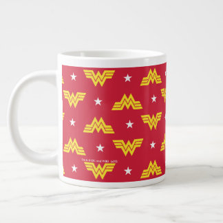 WW84 |赤い疑問に思女性のロゴと星模様 ジャンボコーヒーマグカップ