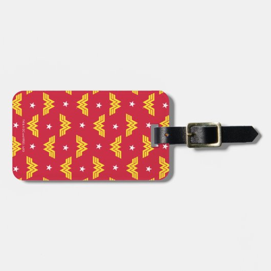 WW84 |赤い疑問に思女性のロゴと星模様 ラゲッジタグ (正面横)