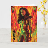 WW84 |赤オレンジ色疑問に思女万華鏡のように千変万化するパターン カード (黄色い花)