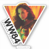 WW84 |赤オレンジ色疑問に思女万華鏡のように千変万化するパターン シール (正面)