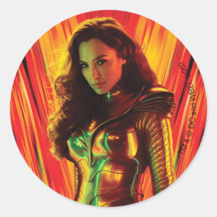 WW84 赤-オレンジ疑問に思女性万華鏡のように千変万化するパターン ラウンドシール