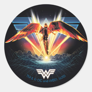 WW84  80年代レトロウェーブ女疑問に思性図 ラウンドシール