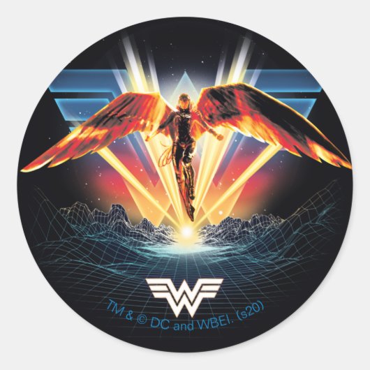 WW84 | 80's Retrowave 疑問に思 Woman  Graphic ラウンドシール (正面)