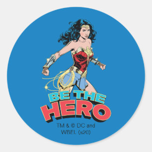 WW84 Be The Hero Woman 疑問に思レトロ漫画アート ラウンドシール