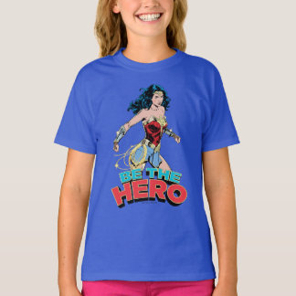 WW84 Be The Hero Woman 疑問に思レトロ漫画アート Tシャツ
