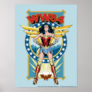WW84 | Retro Comic Wonder Woman Character Badge ポスター