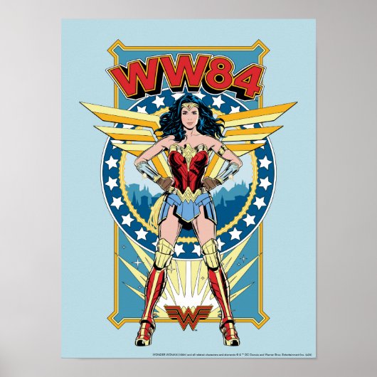 WW84 | Retro Comic Wonder Woman Character Badge ポスター (正面)