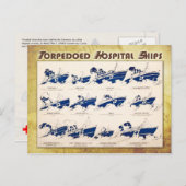 WWIでの魚雷による病院船 ポストカード (正面/裏面)
