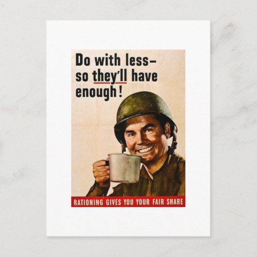 WWIの配給量を減らすヴィンテージを減らす ポストカード (正面)