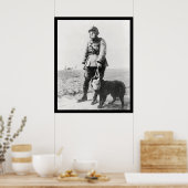 WWI軍曹と彼の犬がガスマスクを着て1915 ポスター (キッチン)