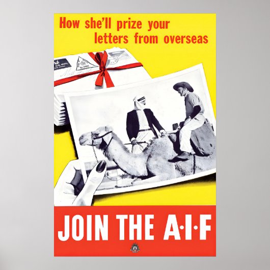 WWI Australian Propaganda Poster Join the AIF Art ポスター (正面)