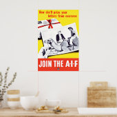 WWI Australian Propaganda Poster Join the AIF Art ポスター (キッチン)