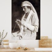 WWI Nurse knitting Sweater ポスター (キッチン)
