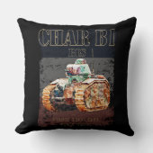 WWIIのチャーB1 フランスのBis Heavy Tank。フランス国旗 クッション (正面)