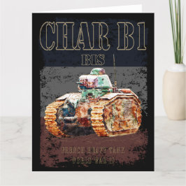 WWIIのチャーB1 フランスのBis Heavy Tank。フランス国旗 サンキューカード