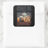 WWIIのチャーB1 フランスのBis Heavy Tank。フランス国旗 スクエアシール (バッグ)