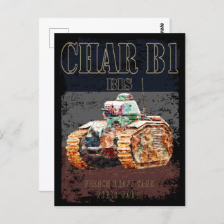 WWIIのチャーB1 フランスのBis Heavy Tank。フランス国旗 ポストカード