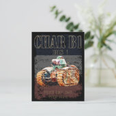 WWIIのチャーB1 フランスのBis Heavy Tank。フランス国旗 ポストカード (スタンド正面)