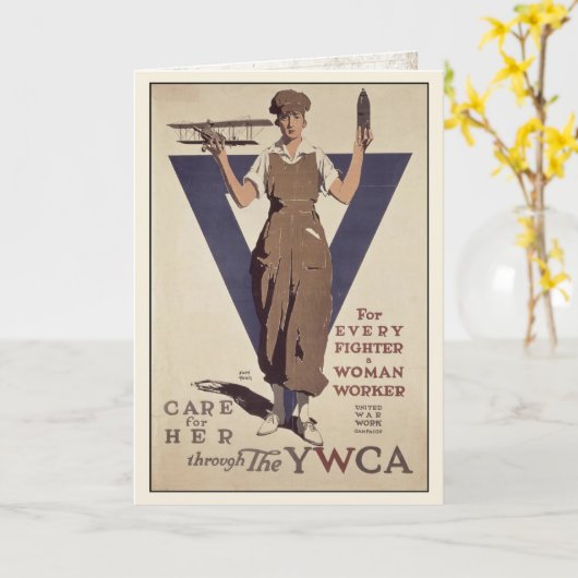 WWIIのプロパガンダポスタープリントが付いている挨拶状 カード (黄色い花)