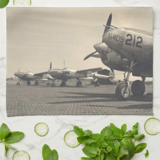 WWIIの飛行機 キッチンタオル (折り畳み)