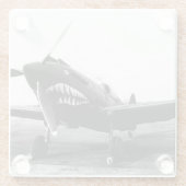 WWIIタイガース飛んでいるカーティスP-40ファイター飛行機 ガラスコースター (裏面)