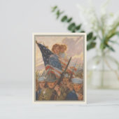 WWIIプロパガンダポスター付き愛国的はがき ポストカード (スタンド正面)