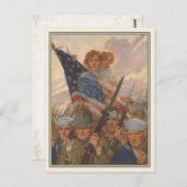 WWIIプロパガンダポスター付き愛国的はがき ポストカード (正面/裏面)