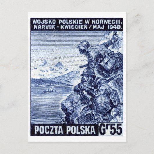 WWIIポーランド軍ナヴィク,ノルウェー ポストカード (正面)