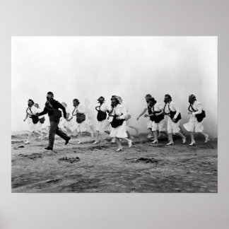 WWII軍隊ナース～ガスマスク訓練 ポスター