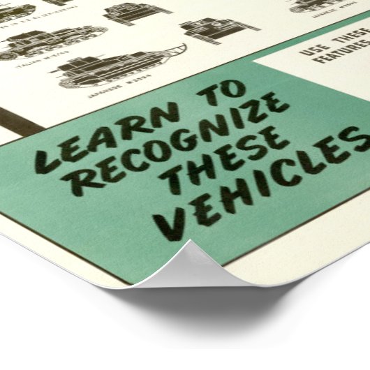 WWII軽戦車と自走兵器の識別 ポスター (角)