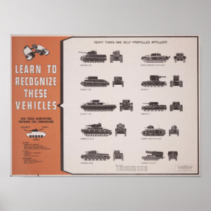 WWII重戦車と砲兵を特定 ポスター